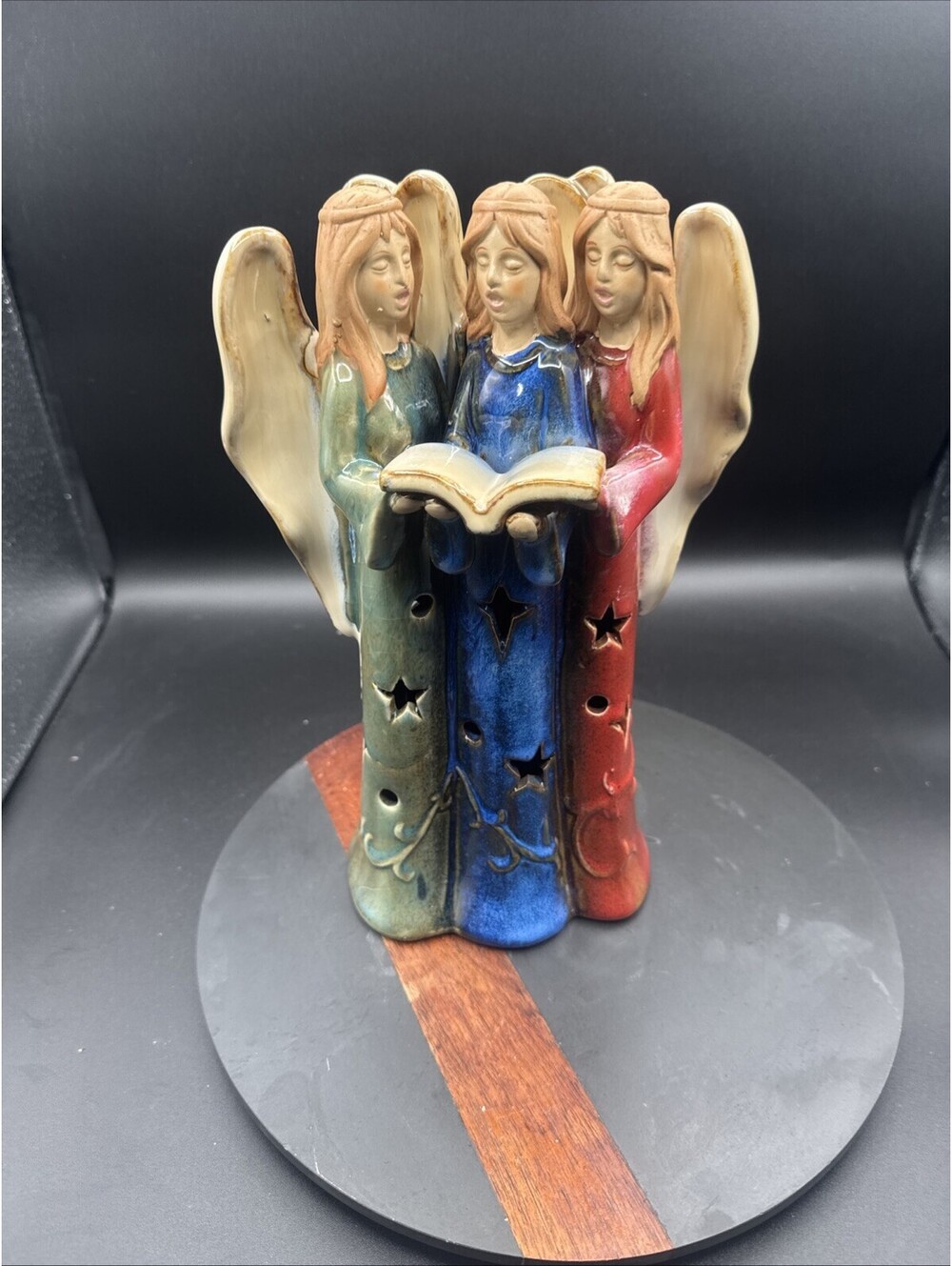 Nantucket Lovely Three Angels Singing, Multicolor Ceramic Cottage Coastal Granny